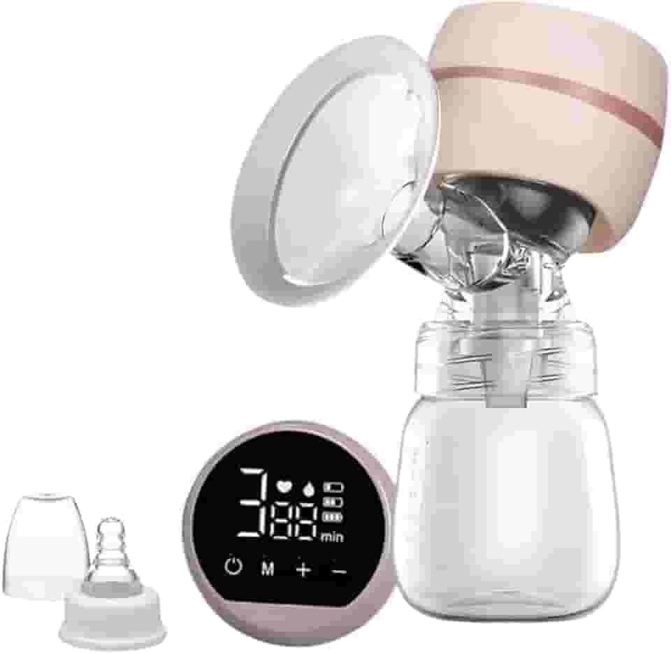 Bomba de Tirar Leite Elétrica Portátil Integrada com Tela de LED 2 modos 9 nível de sucção baixo ruído + Protetor de Mama de Silicone de 22 mm 180 ml/Bomba de Amamentação - Premium