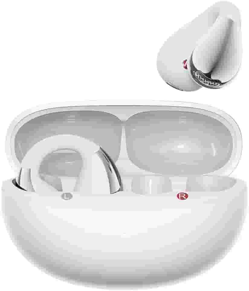 Fones de ouvido sem fio QCY Crossky C30S, conexão dupla Bluetooth 6.0, 40 horas de duração da bateria e carregamento rápido, leve e confortavel de usar para corrida/fitness(Branco)