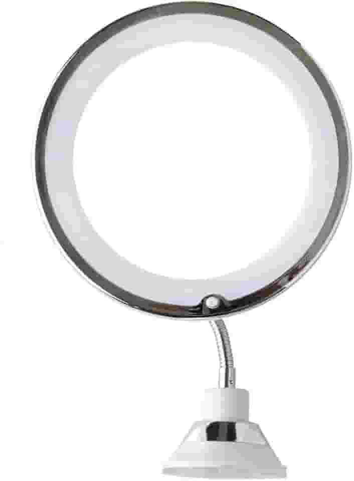 ESPELHO DE MESA/PAREDE FLEXIVEL COM LED+VENTOSA 30X17,5CM - Espelho Flexível para Mesa e Parede, Iluminação Profissional para Banheiro e Quarto - Prático e Ajustável