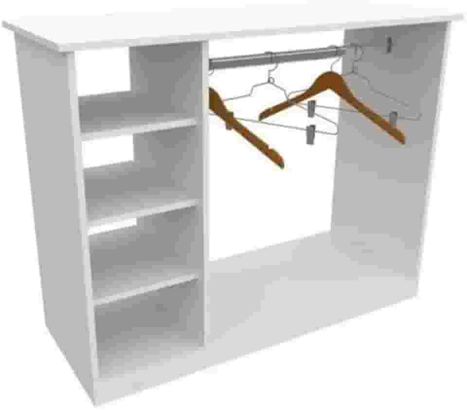 Balcão Expositor Arara Central com Cabideiro e Nichos para Loja G2 Branco Cód.411