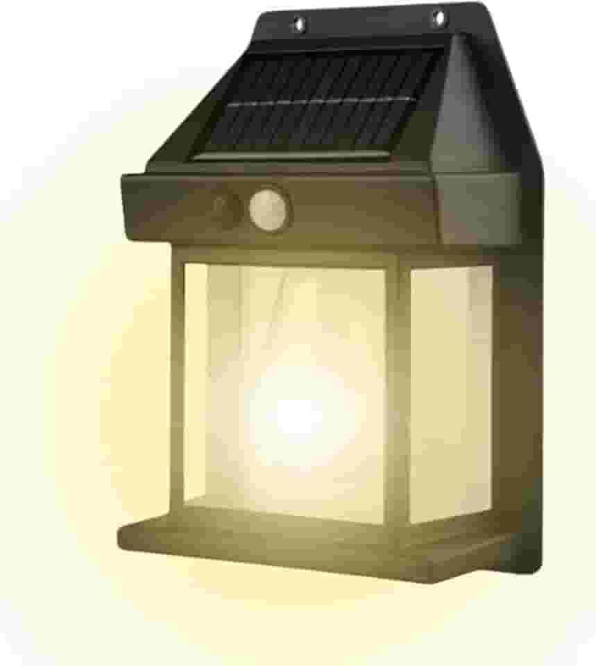 Luminária Solar Externa Potente Arandela Energia Solar, Lâmpada Vintage com Sensor e Acendimento Automático, Ideal para Decoração e Iluminação de Ambientes Externos, Impermeável