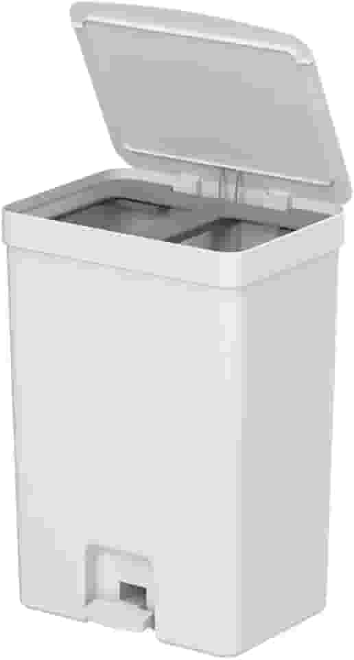 Lixeira Cozinha OU 30L Dupla com Pedal – Branca