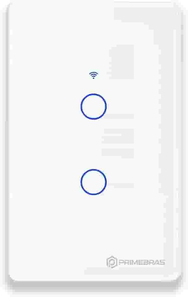 Interruptor Smart Wifi Inteligente Touch Primebras 2 Botões Branco
