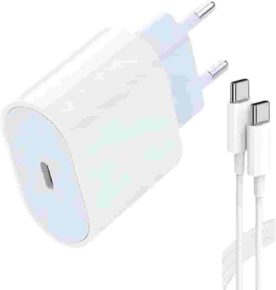 Carregador Tipo C Turbo Power 25W com Cabo USB-C de 1 Metro e Fonte Compatível com Novo Iphone 15 16 Pro Max Plus Carregamento Ultra Rápido