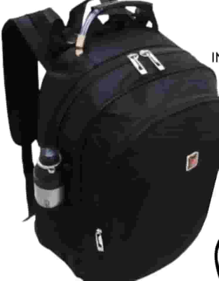 Mochila Escolar Preta com Múltiplos Compartimentos, Material Resistente, Alças Ajustáveis, Porta Garrafa