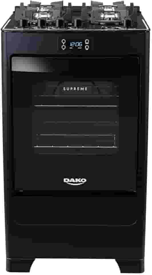 Fogão 4 Bocas Preto com Mesa de Vidro e Timer Digital Dako Supreme Black Glass Bivolt