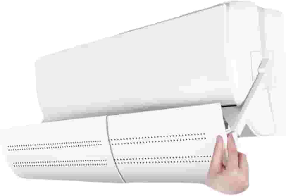 Defletor de Ar Condicionado Ajustável, Plástico Branco, 58-100cm, Direcionador Universal de Vento com Regulagem de Ângulo, 103x19x18cm