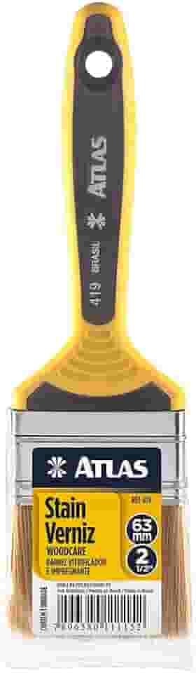 Atlas - Trincha Dupla de 2 1/2" de Cerdas Suaves Brancas para Pintura de Veniz e Stains