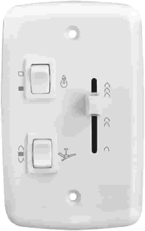 Chave Deslizante Rima Bivolt para Ventilador de Teto, 2 Teclas de Luz, 400W, Branca, Controle de Velocidade