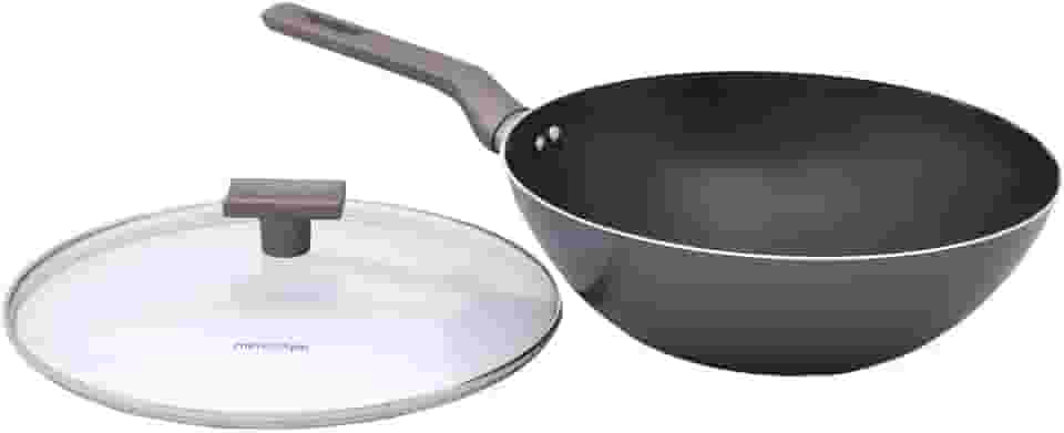 Mimo Style Wok Linha Sartin 1,2 L, Alumínio Com Fundo Triplo e Revestimento cerâmico. Possui Cabo Com Revestimento Soft-Touch. Funciona em Fogão a Gás e Elétrico (Grafite)