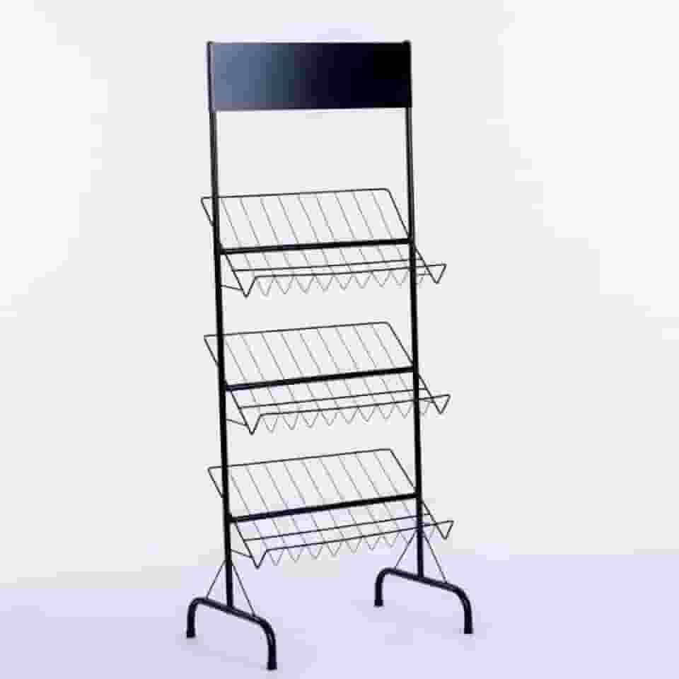 Revisteiro fixo com 3 bandejas (Preto)