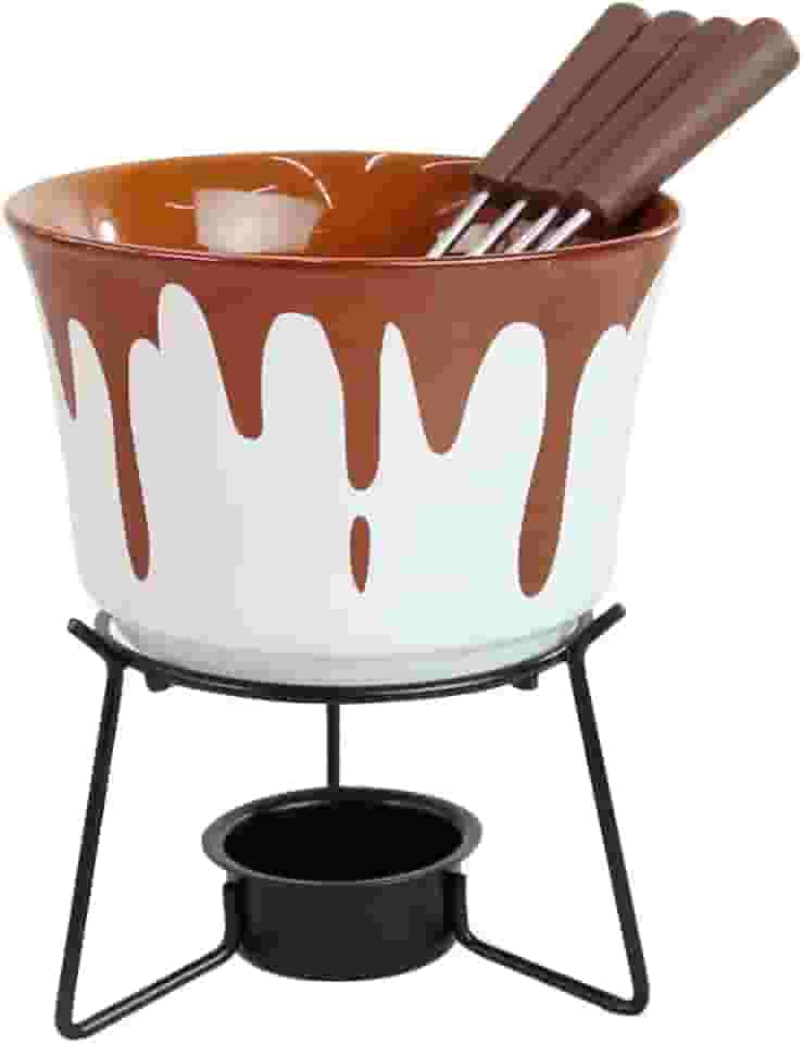 Conjunto Fondue Chocolate De Ceramica 6 Peças 385ml