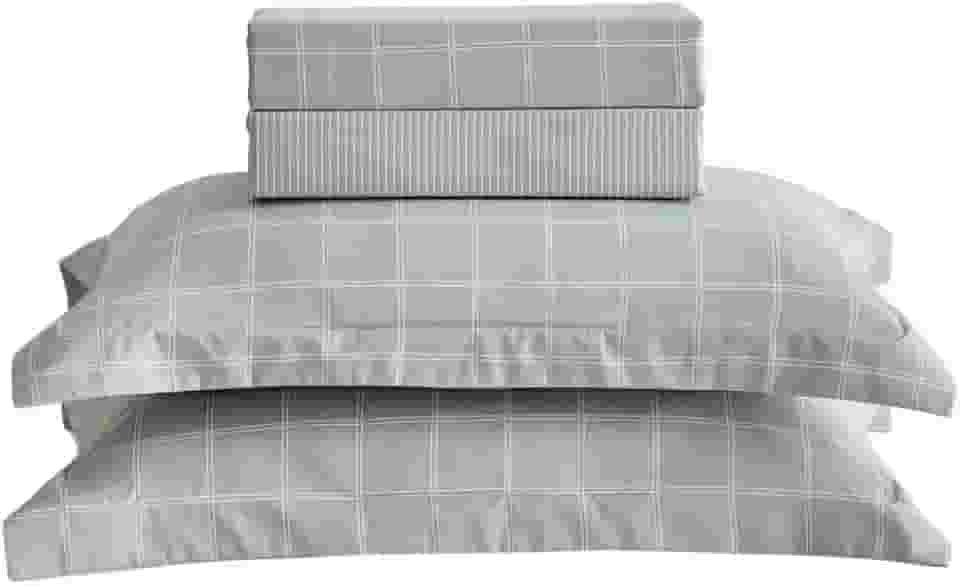 Jogo de Lençol Casal 4 Peças Percal 300 Fios Roma Estampado (Grid)