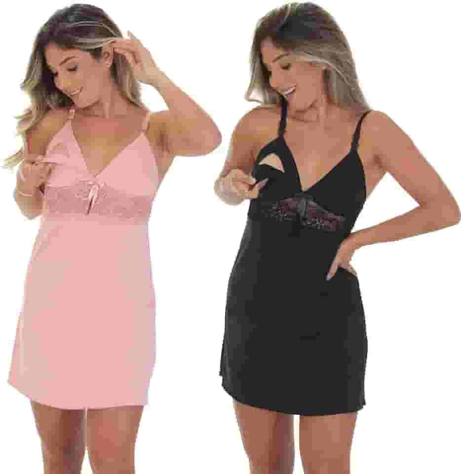 Kit 2 Camisola Amamentação Fristyle Saída Maternidade Grávida Gestante Pós Parto Amamentar Abre Fácil