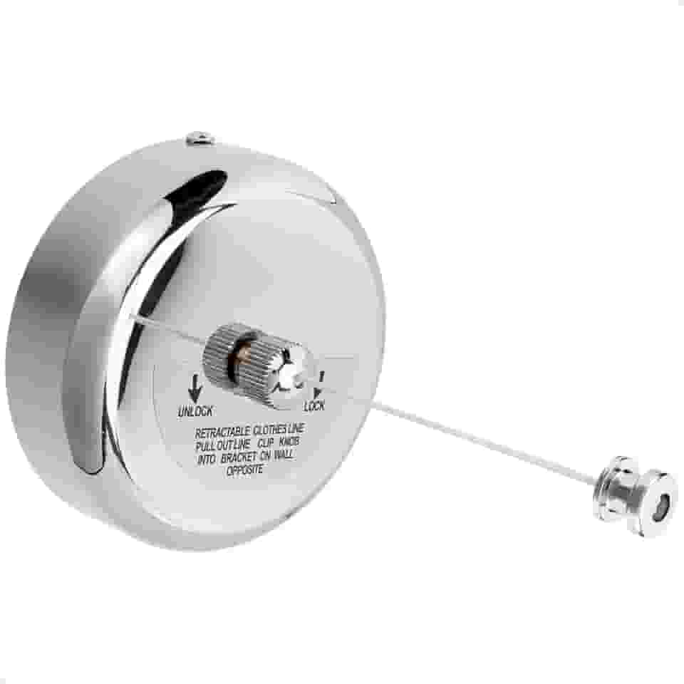 MEVS Varal Retrátil de Parede Invisível Aço INOX 2,7m Seca Roupas Lavanderia Apartamento Casa