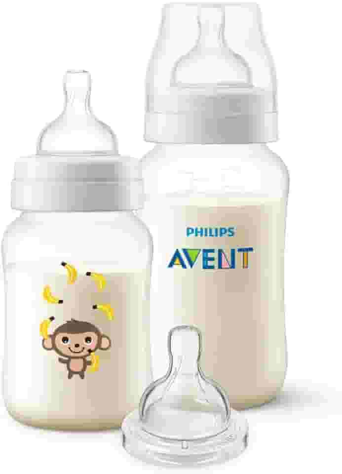 Kit Mamadeiras Anti-Colic Macaco Philips Avent 260ml, 330ml e Bico Extra T4 6m+