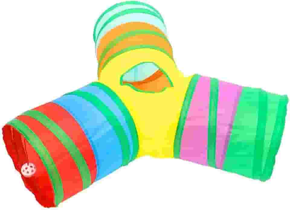 Brinquedo Túnel Interativo para Gatos em Y com Pelúcia – Diversão, Exercício e Descanso | Dobrável, Resistente e Fácil de Guardar – Enriquecimento Ambiental para Gatos e Cachorros