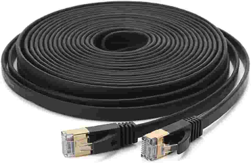 Cabo Ethernet Cat 7 32AWG Cobre livre de oxigênio 10 G s Alta Velocidade 600Mhz Largura de Banda Plana Rede de Internet LAN Patch Cord, Preto 25m POPQ