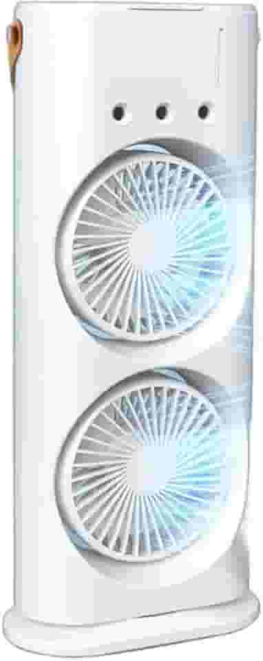 Mini Climatizador Duplo com Umidificador, 3 Velocidades, 18W, USB, Branco e Preto, 37x16.5cm