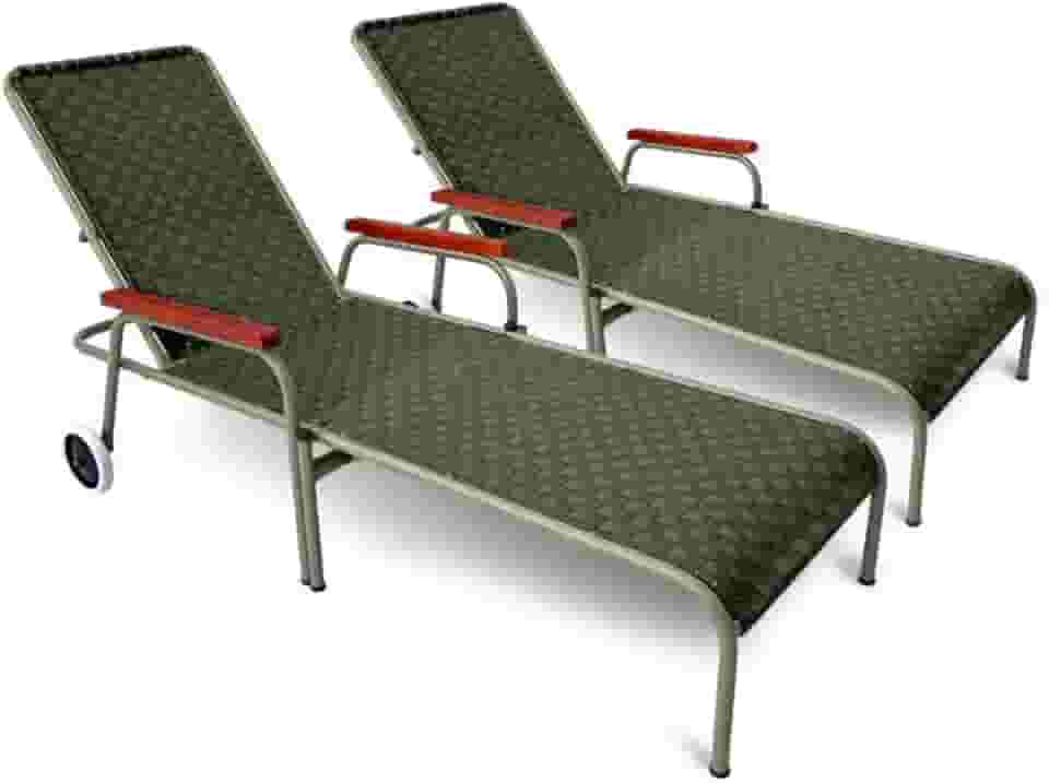 Kit 2 Espreguiçadeiras Piscina Reclinável AcquaFlex Verde-Oliva/Champagne