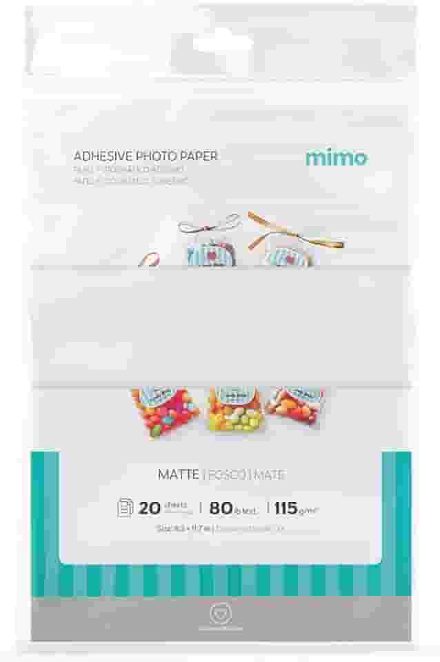 Mimo - Papel Fotográfico Adesivo Fosco - A4-115g - 20 Fls - Qualidade Premium - Controle de Absorção da Tinta Para Melhor Absorção e Resistente a Água - Gramatura de 115 g/m²
