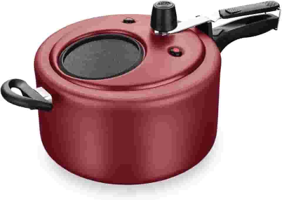 MTA - Panela de Pressão com Visor de Vidro e Fechamento Interno em Alumínio com Antiaderente, Capacidade de 6L, nº 25, Cor Cereja, Linha Visor.