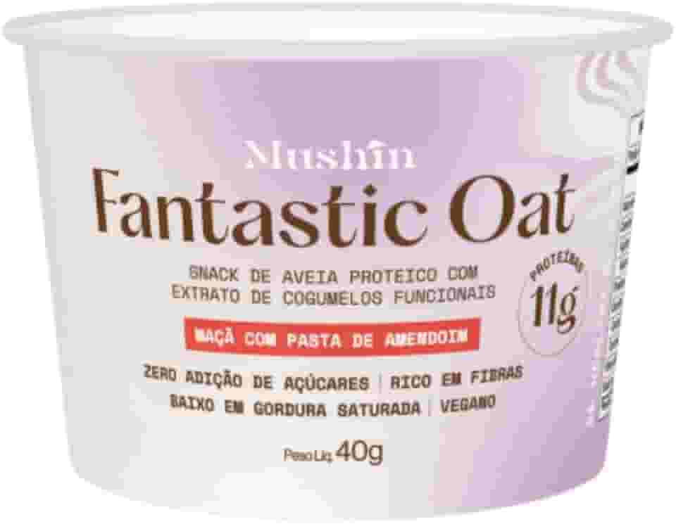 Fantástico Oat Mushin, Mingau de Aveia Instantâneo, Sem Glúten, Sem Lactose, Sem Açúcar, Rico em 11g Proteínas e Fibras, 40g baixa caloria