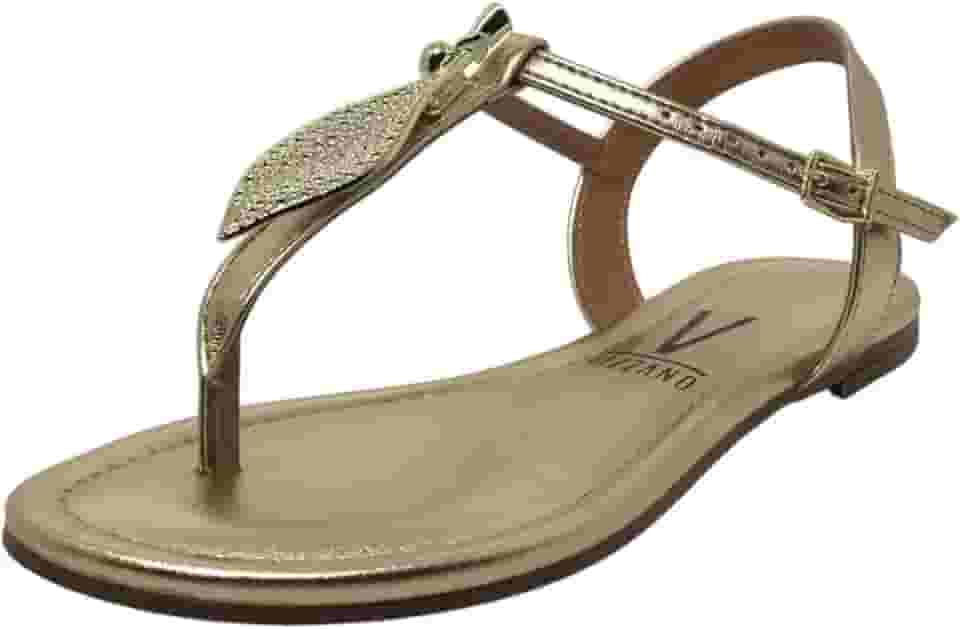 Sandalia Feminina Rasteira Casual Dourada Dia a Dia Vizzano