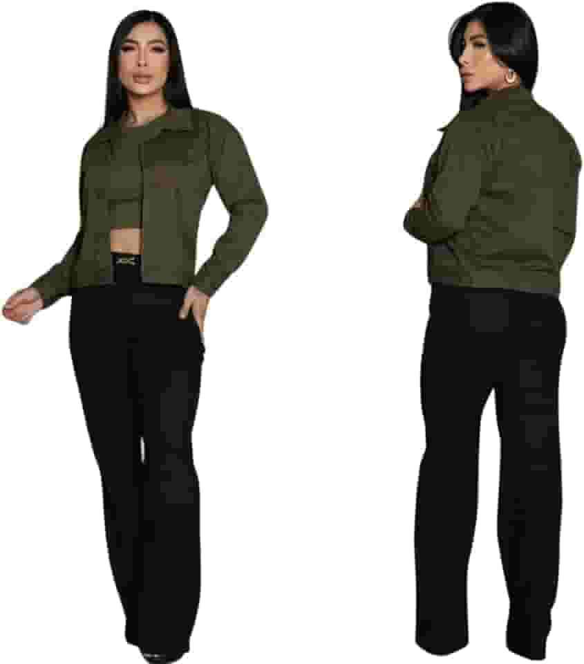 Jaqueta Jeans Feminina Com Barra Botão Forrado Collor Verde Militar
