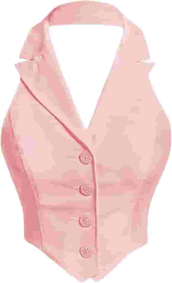 Blazer feminino assimétrico frente única cropped sem mangas