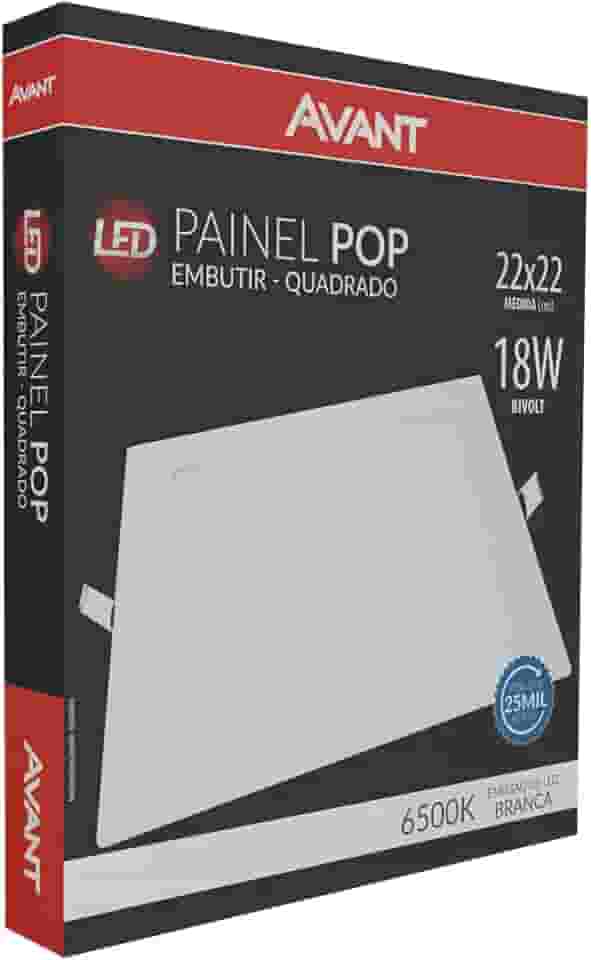 Kit 5 Painel Plafon Embutir Quadrado Led 18w Bivolt
