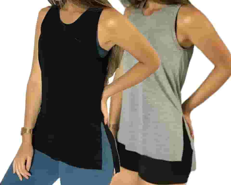 kit 4 regatas femininas tapa bumbum academia musculação fitness ginástica