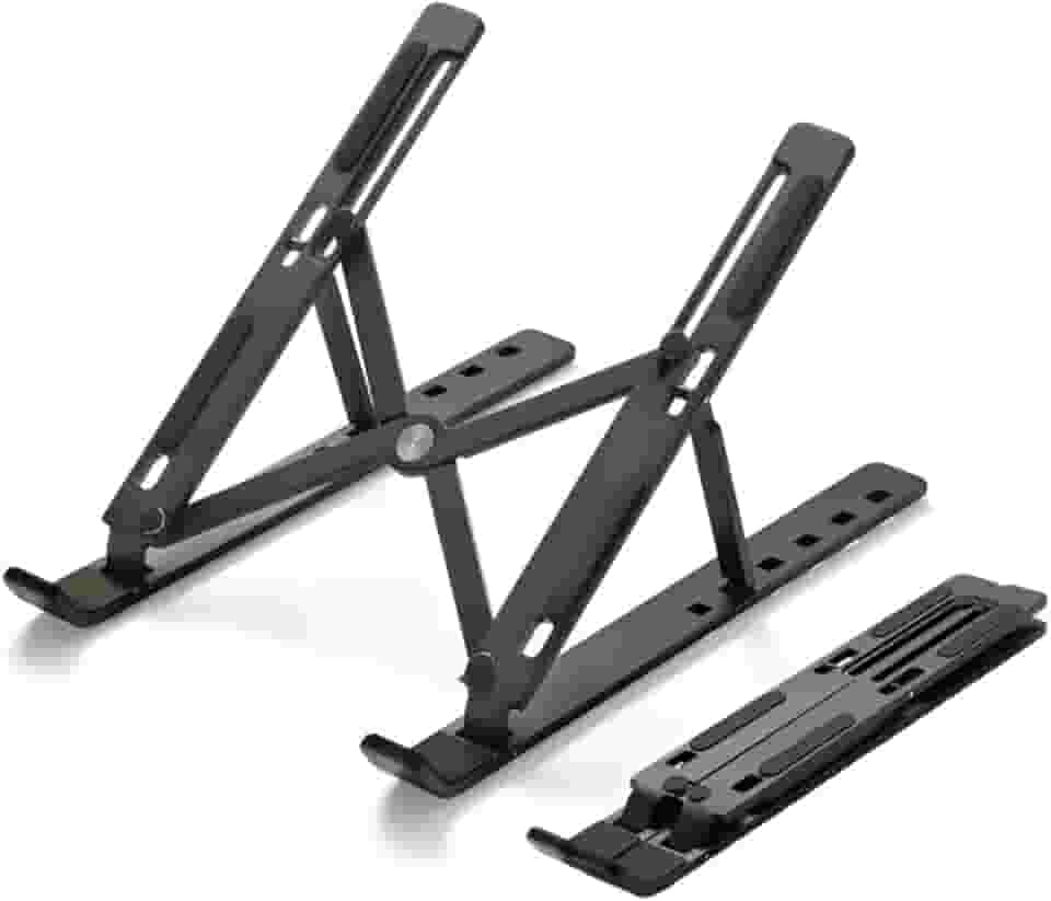 Suporte Ajustável para Notebook – Base Ergonômica Antiderrapante e Dobrável para Apoio de Notebook e Laptops – Compatível com Todas as Marcas, Ideal para Trabalho e Home Office (Preto)