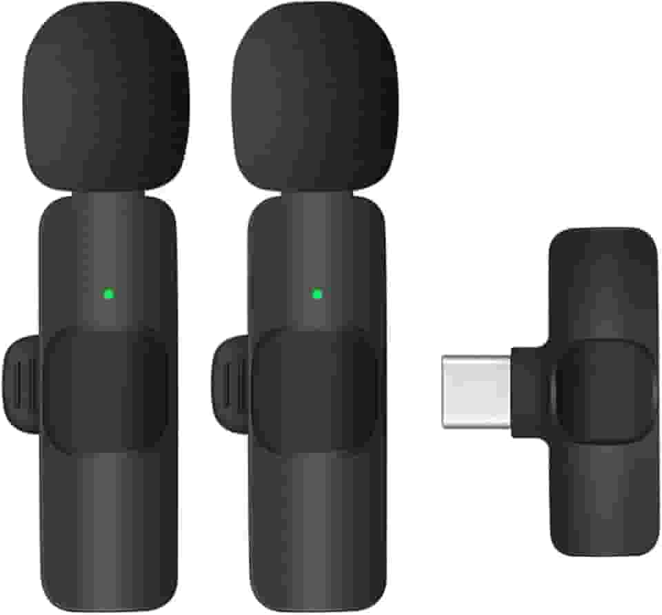 Microfone de lapela sem fio Wirecast K9 Microfone de lapela dupla - versátil para Android, entrada tipo C - ideal para podcast, transmissão, karaokê, discurso, chamadas de