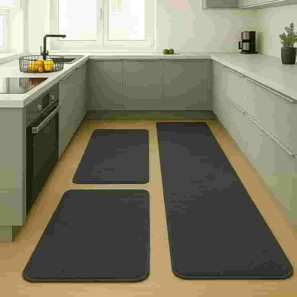 Tapete Cozinha Quarto Soft Jogo 3 Peças Antiderrapante Macio