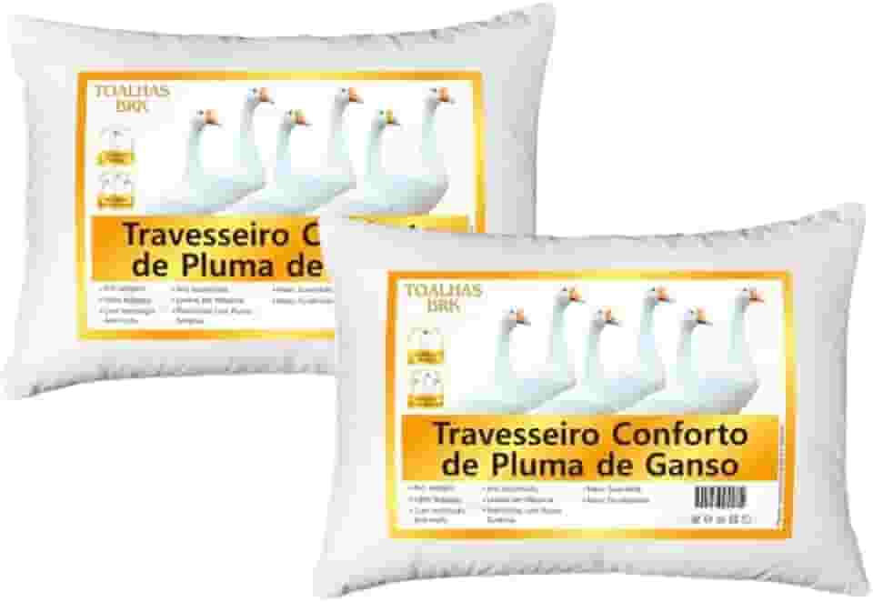 Kit 2 Travesseiro Conforto de Pluma de Ganso 50x70cm - Branco