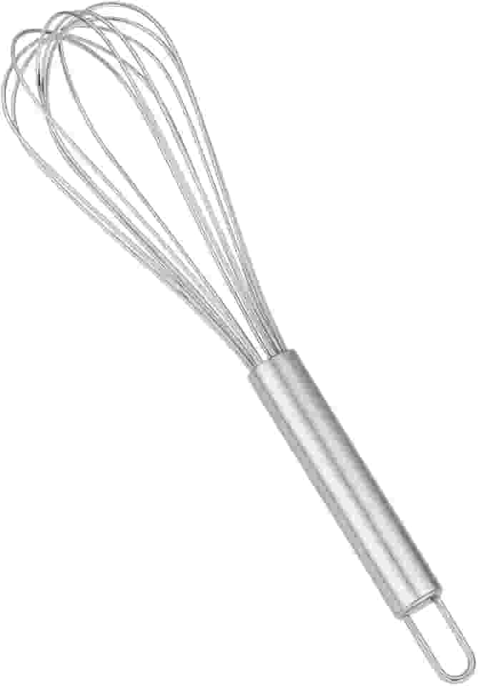 Batedor de Ovos Inox Manual Fuê de Aço para Massas, Claras em Neve, Cremes e Molhos – Mini Mixer Portátil e Ergonômico