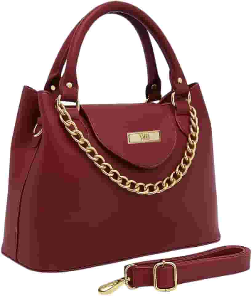 Bolsa Feminina Com Alça de Mão e Ombro Reajustável e Com Bolso Externo + Detalhe em Corrente