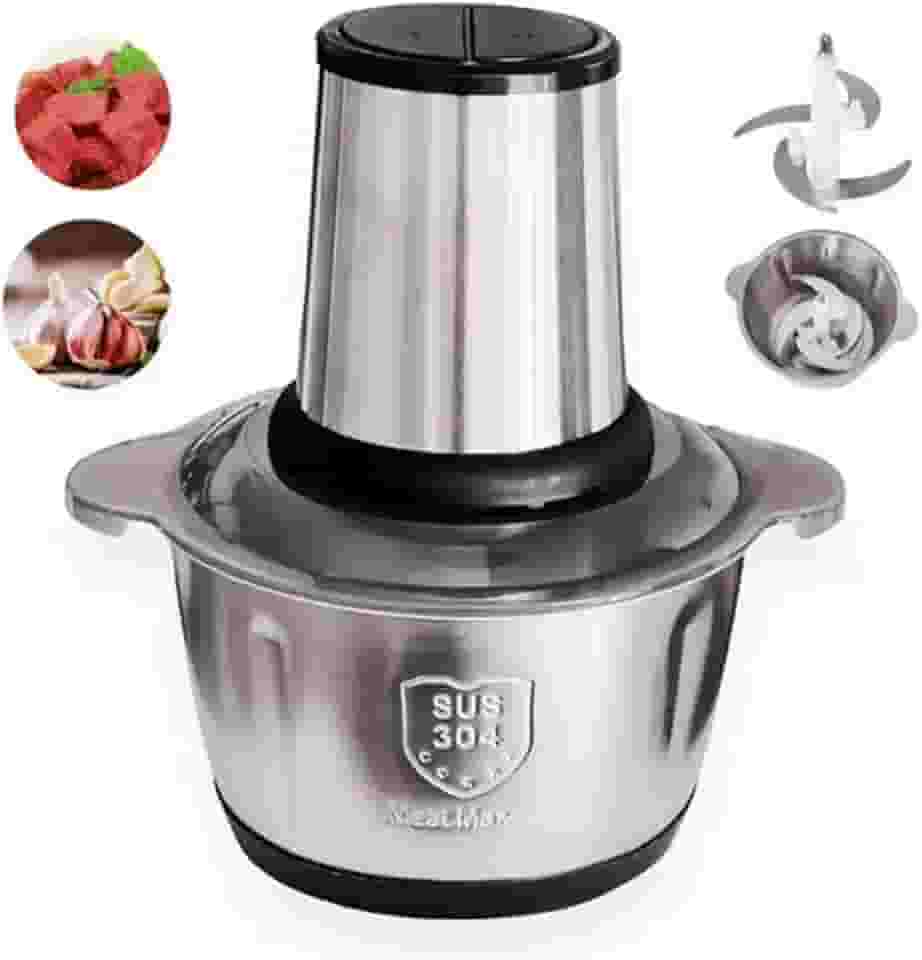 Moedor Elétrico Potente Alimentos 850W Carnes Picador Legumes Temperos Processador Triturador Multiprocessador Inox 2L 110V