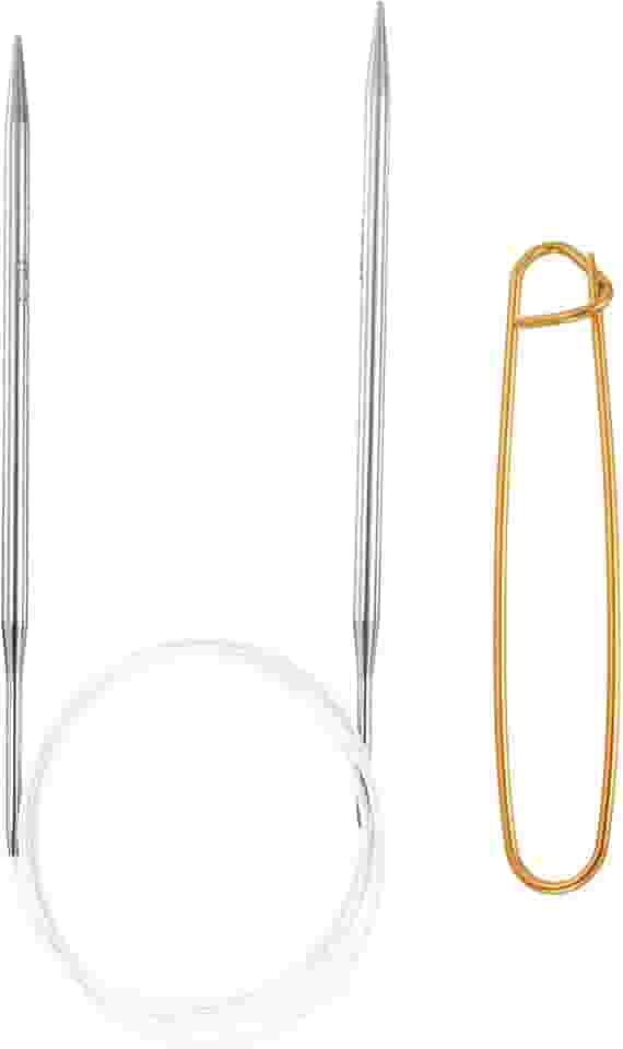 Generic Agulhas de tricô circulares de aço inoxidável de 101,6 cm, agulhas de tricô de 8/5 mm, 15 cm com suporte de ponto de tricô para tricô rápido, ponta a ponta, cachecóis, colares