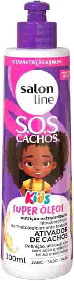 Salon Line, Ativador de Cachos Kids, SOS Cachos, Super Óleos, Vegano - Para Cabelos Cacheados e Crespos, 300 ml