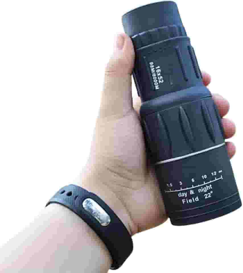 Monóculo Profissional Tático 16×52 Alta Definição – Zoom Longo Alcance | 66 Metros à 8 km, Lente HD, Compacto, Resistente, à Prova d’Água c/Alça - Ideal para Viagem, Esporte e Camping