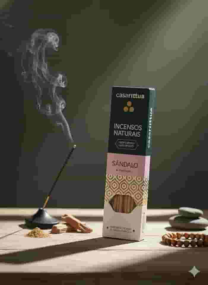 Casa Rittua Incensos Naturais de Sândalo para Meditação, Sem Carvão, Não Tóxico, Varetas de Longa Duração