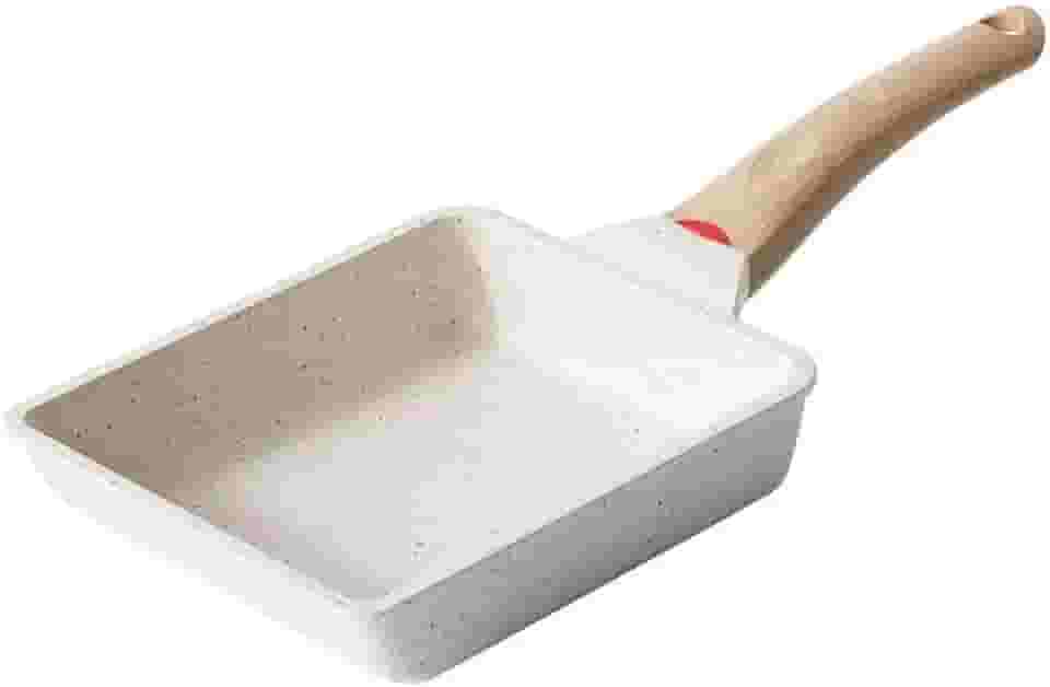 Frigideira Tamagoyaki, Omelete Japonesa, Frigideira de Ovo Tamagoyaki Branca, Frigideira Retangular Antiaderente, Frigideira Pequena 15 x 17 cm