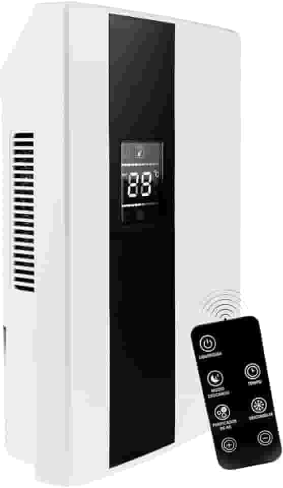 BVX Desumidificador de Ar 2000ml, Painel Digital LED, Controle Remoto, Tecnologia Peltier Silenciosa, para Ambientes até 25m², Funções Purificação e Descongelamento, Branco