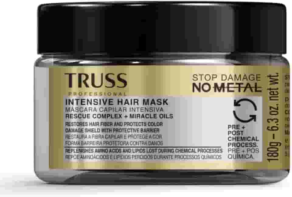Máscara Capilar Truss No Metal Reconstrutora Pós-Química 180g – Restauração Profunda, Brilho Intenso e Força Profissional para Cabelos Danificados e Quimicamente Tratados