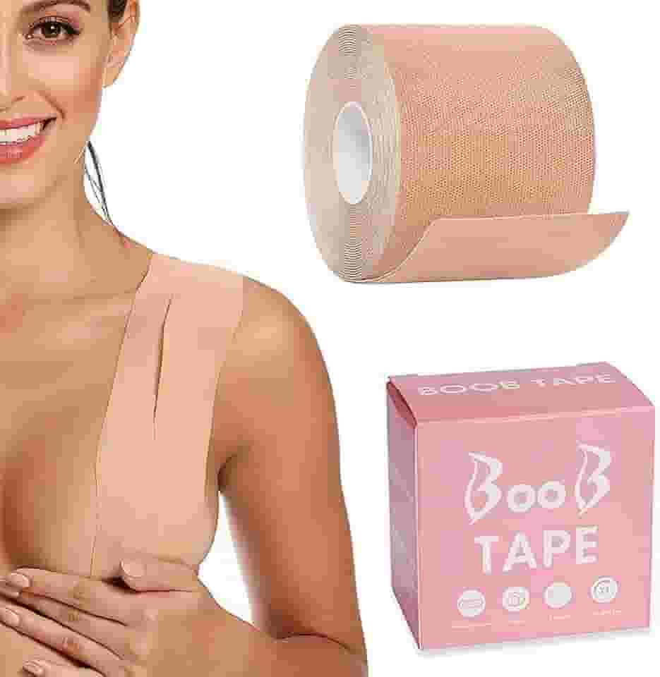 Levanta Peito Adesivo Seios Sutiã Fita Push Up Invisível Silicone Natural | Boob Tape | Bege HANTEC
