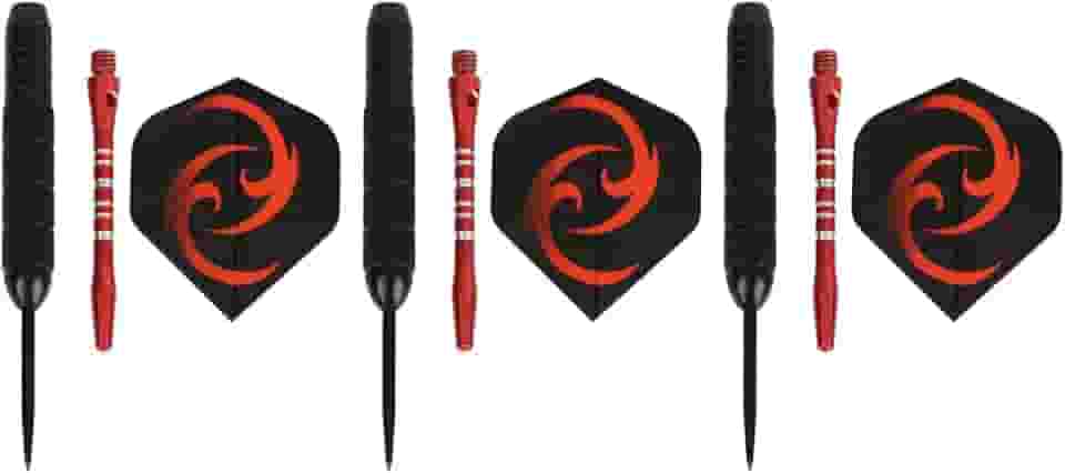 Conjunto profissional de dardos com ponta de aço, leve, antiderrapante, ponta de metal, para casa, bar, pub, festa, acessório, material de aço, conjunto de 3 peças (vermelho)