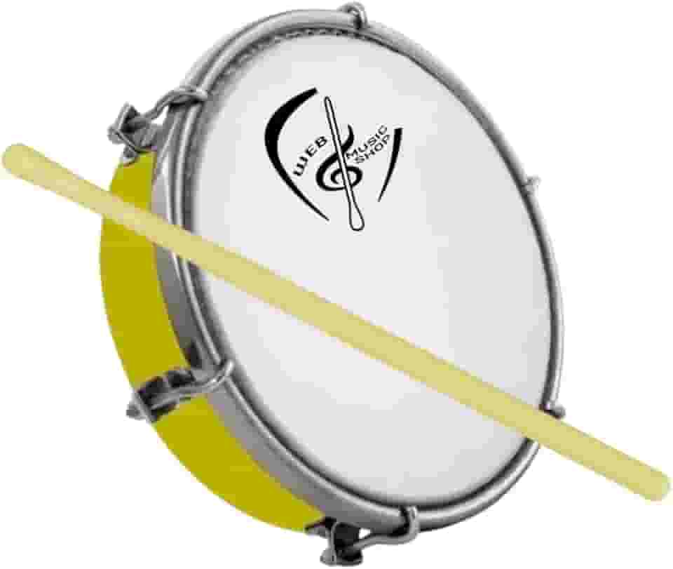 Tamborim 6 Pol. Abs Pele Leitosa C/Baqueta Madeira e Chave de Afinação - Web Music Shop (Amarelo)