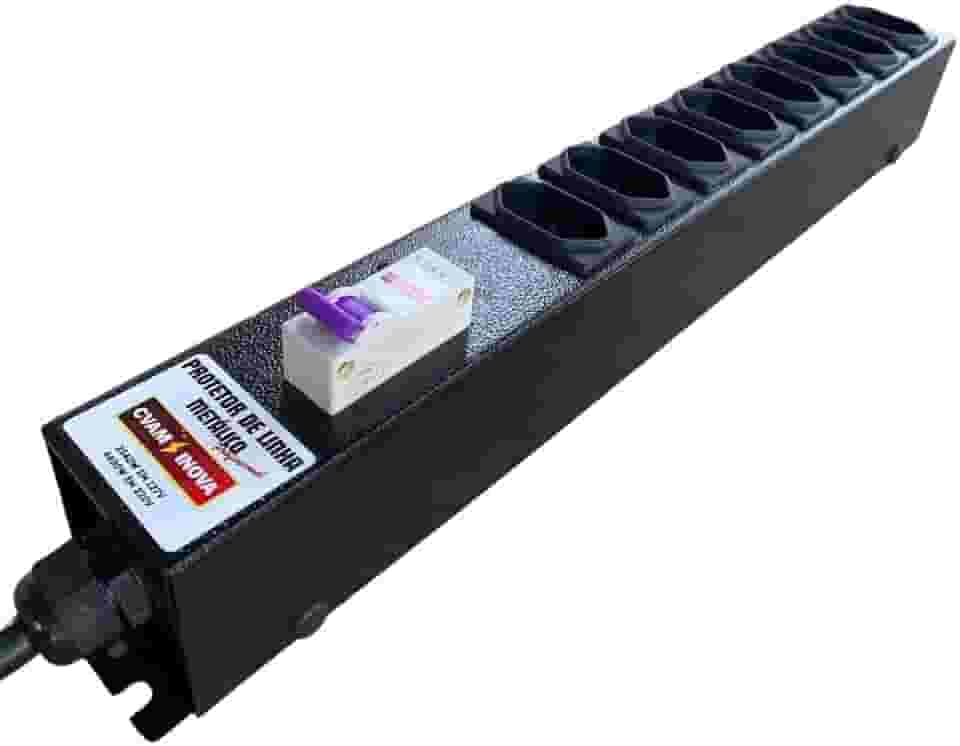 Filtro De Linha Regua 8 Tomadas 20a Disjuntor Metal